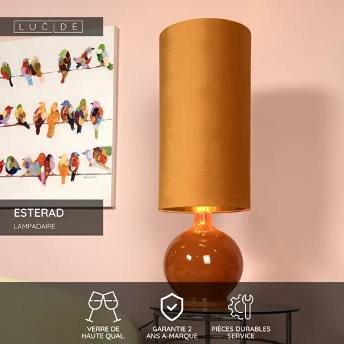 Lucide ESTERAD - Lampadaire - Ø 34 cm - 1xE27 - Jaune Ocre - USP